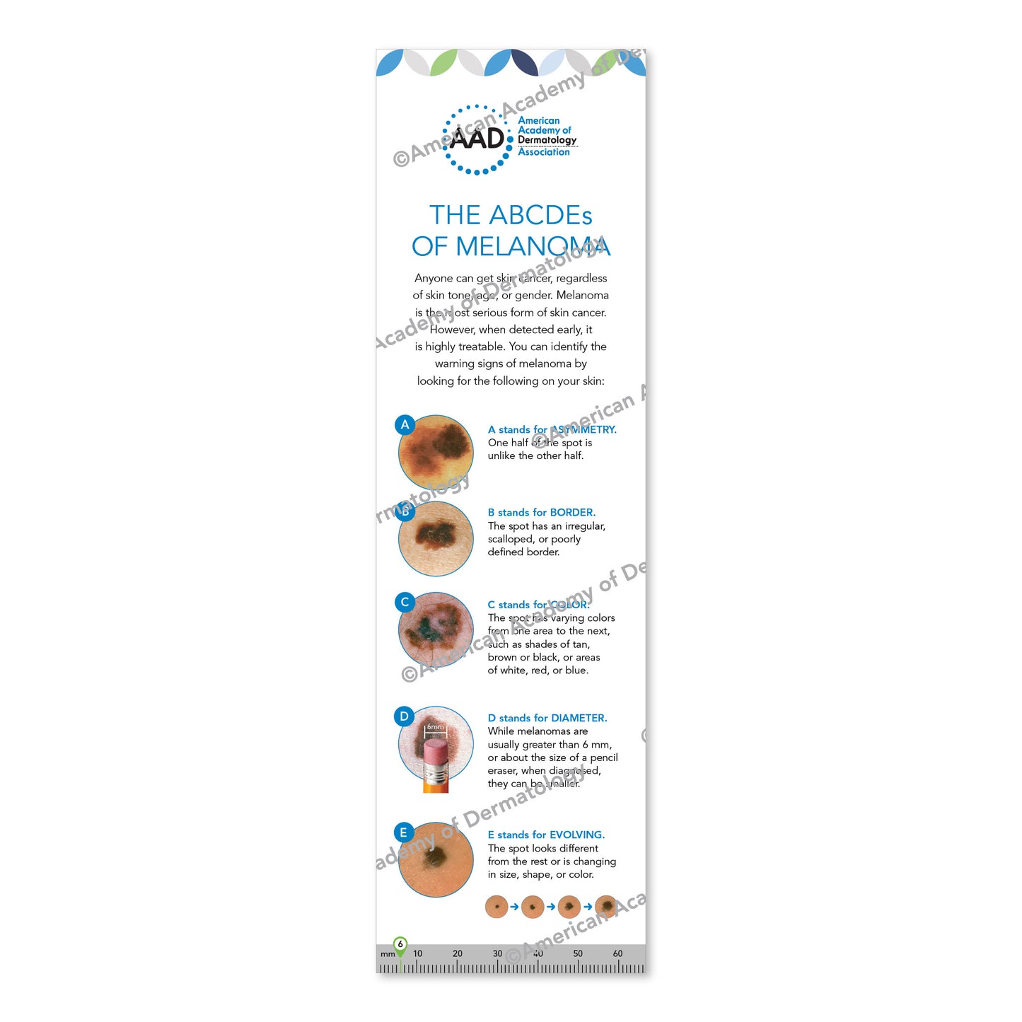 The ABCDEs of Melanoma Bookmark