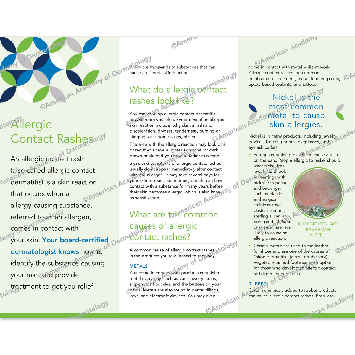 Allergic Contact Rashes Pamphlet