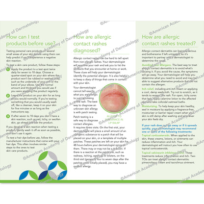 Allergic Contact Rashes Pamphlet