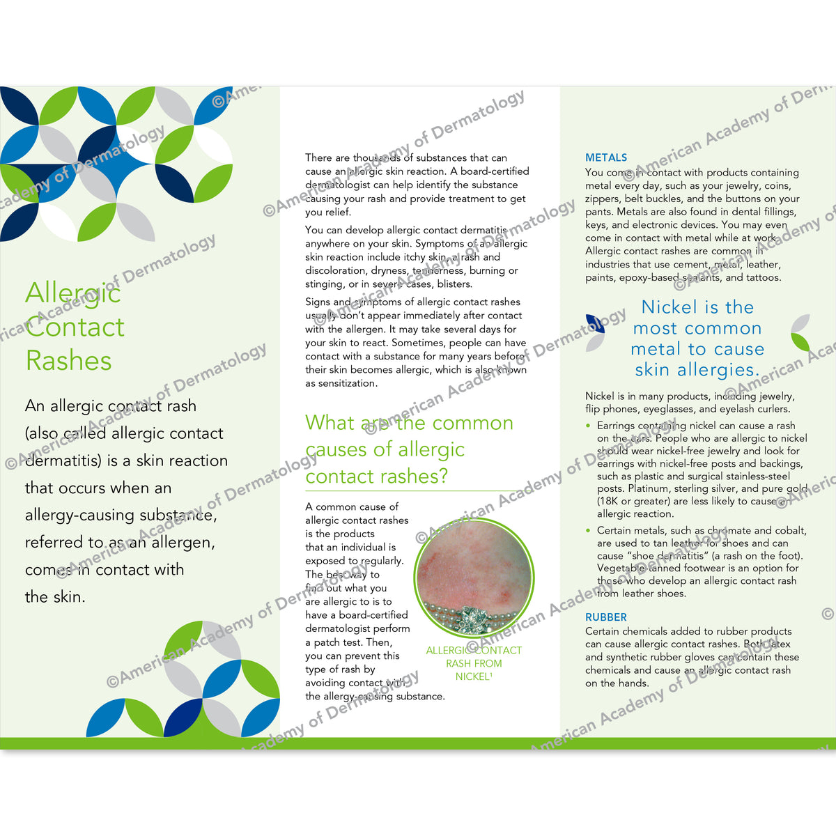 Allergic Contact Rashes Pamphlet